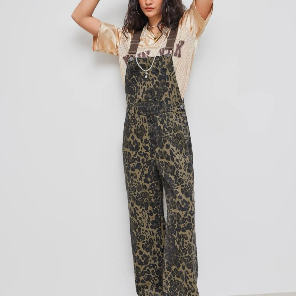 Cider Leopard Print Women's Overalls